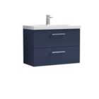 Nuie Arno 800mm Wall Hung 2 Drawer Vanity & Mid-Edge Basin Electric Blue