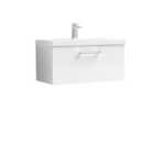 Nuie Arno 800mm Wall Hung 1 Drawer Vanity & Mid-Edge Basin Gloss White