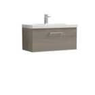 Nuie Arno 800mm Wall Hung 1 Drawer Vanity & Thin-Edge Basin Solace Oak