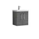 Nuie Arno 500mm Wall Hung 2 Door Vanity & Mid-Edge Basin Anthracite