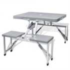 vidaXL Foldable Camping Table Set with 4 Stools Aluminium Extra Light Grey