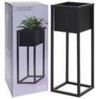Home&Styling Flower Pot on Stand Metal Black 60 cm
