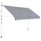 vidaXL Manual Retractable Awning 300cm Blue and White Stripes