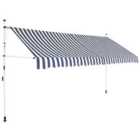 vidaXL Manual Retractable Awning 350cm Blue and White Stripes