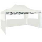 vidaXL Professional Folding Party Tent With 3 Sidewalls 3x4 M Steel White