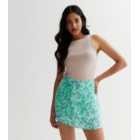 JDY Green Floral Mini Skirt