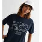 Navy Paris Oversized Logo T-Shirt