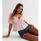 Pink Embroidered Twist Front Top
