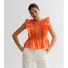 Bright Orange Crochet Sleeveless Top