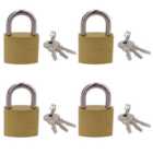 Heavy Duty 38mm Iron Brass Coated Padlock Security Lock Secure 3 Keys 4pk