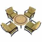 Vermont 110Cm Coffee Table With 4 Windsor Deluxe Lounge Chair Set