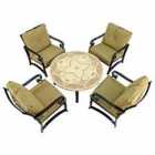 Provence 110Cm Coffee Table With 4 Windsor Deluxe Lounge Chair Set