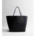 Black Leather-Look Slouch Tote Bag