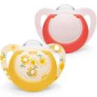 NUK Star Soother 6-18m Red & Yellow, 2 Pack 2 per pack