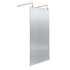 Hudson Reed 900mm Fluted Wetroom Screen With Arms & Feet - Brushed Brass