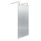 Hudson Reed 800mm Fluted Wetroom Screen With Arms & Feet - Brushed Brass