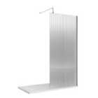 Hudson Reed 800mm Fluted Wetroom Screen With Support Bar - Polished Chrome