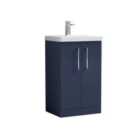 Nuie Arno Floor Standing 2 Door Vanity & Thin-Edge Basin - Electric Blue