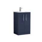 Nuie Arno Floor Standing 2 Door Vanity & Minimalist Basin - Electric Blue