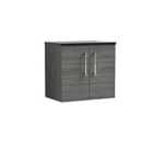 Nuie Arno 600mm Wall Hung 2 Door Vanity & Sparkling Black Laminate Top Anthracite