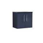 Nuie Arno 600mm Wall Hung 2 Door Vanity & Sparkling Black Laminate Top Electric Blue