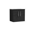Nuie Arno 600mm Wall Hung 2 Door Vanity & Sparkling Black Laminate Top Charcoal Black