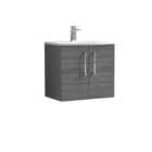 Nuie Arno 600mm Wall Hung 2 Door Vanity & Curved Basin Anthracite