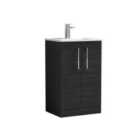 Nuie Arno Floor Standing 2 Door Vanity & Minimalist Basin - Charcoal Black