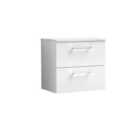 Nuie Arno Wall Hung 2 Drawer Vanity & Sparkling White Laminate Top - Gloss White