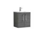 Nuie Arno Wall Hung 2 Door Vanity & Curved Basin - Anthracite