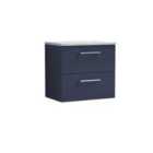 Nuie Arno Wall Hung 2 Drawer Vanity & Bellato Grey Laminate Top - Electric Blue