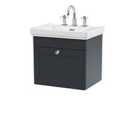 Nuie Classique Wall Hung 1-Drawer Unit & Basin with 3 Tap Holes - Satin Anthracite