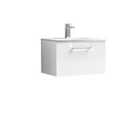 Nuie Arno Wall Hung 1 Drawer Vanity & Curved Basin - Gloss White