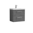 Nuie Arno Wall Hung 2 Drawer Vanity & Mid-Edge Basin - Anthracite