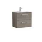 Nuie Arno Wall Hung 2 Drawer Vanity & Minimalist Basin - Solace Oak