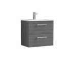 Nuie Arno Wall Hung 2 Drawer Vanity & Minimalist Basin - Anthracite