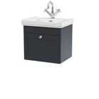 Nuie Classique Wall Hung 1-Drawer Unit & Basin with 1 Tap Hole - Satin Anthracite