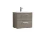 Nuie Arno Wall Hung 2 Drawer Vanity & Curved Basin - Solace Oak
