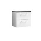 Nuie Arno Wall Hung 2 Drawer Vanity & Sparkling Black Laminate Top - Gloss White
