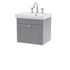 Nuie Classique Wall Hung 1-Drawer Unit & Basin with 3 Tap Holes - Satin Grey