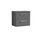 Nuie Arno Wall Hung 2 Drawer Vanity & Worktop - Anthracite
