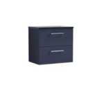 Nuie Arno Wall Hung 2 Drawer Vanity & Sparkling Black Laminate Top - Electric Blue