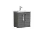 Nuie Arno Wall Hung 2 Door Vanity & Mid-Edge Basin - Anthracite