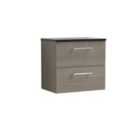 Nuie Arno Wall Hung 2 Drawer Vanity & Sparkling Black Laminate Top - Solace Oak