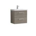 Nuie Arno Wall Hung 2 Drawer Vanity & Mid-Edge Basin - Solace Oak