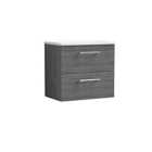 Nuie Arno Wall Hung 2 Drawer Vanity & Sparkling White Laminate Top - Anthracite