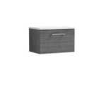 Nuie Arno 600mm Wall Hung 1 Drawer Vanity & Sparkling White Laminate Top Anthracite