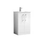 Nuie Arno Floor Standing 2 Door Vanity & Minimalist Basin - Gloss White