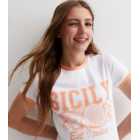 Girls White Sicily Logo T-Shirt