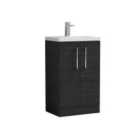 Nuie Arno Compact Floor Standing 2 Door Vanity & Polymarble Basin - Charcoal Black